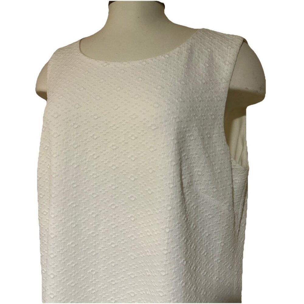 Tommy Hilfiger White Ruffle Fit Flair Sleeveless Shift Dress Biz Classic Prep - Picture 2 of 12